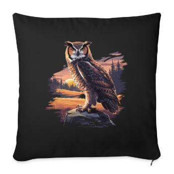 Majestätische Eule – Mystische Wildnis - Sofakissenbezug 45 x 45 cm - Schwarz - Vorne
