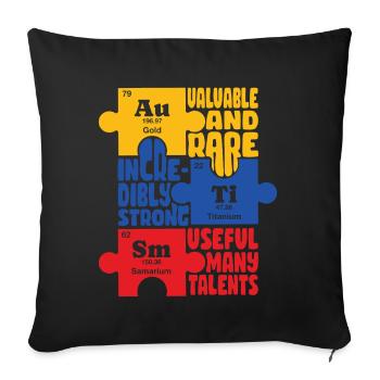 Journée de sensibilisation à l’autisme Cadeau autiste - Housse de coussin décorative 45 x 45 cm - noir - Devant