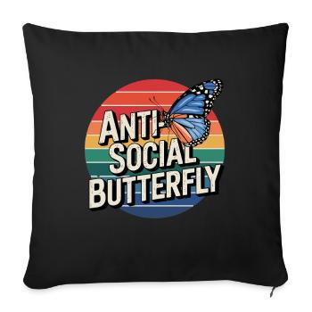 Butterfly No Talking Leave Alone - Sofa pillowcase 17,3'' x 17,3'' (45 x 45 cm) - black - Front