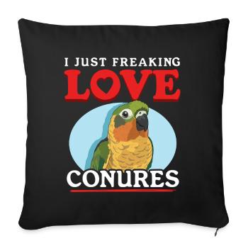 Conure Conures Papageien Geschenk - Sofakissenbezug 45 x 45 cm - Schwarz - Vorne