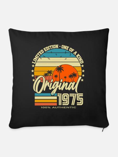 Original 1975 Jahrgang Vintage Retro Geburtstag - Sofakissenbezug 45 x 45 cm - Schwarz