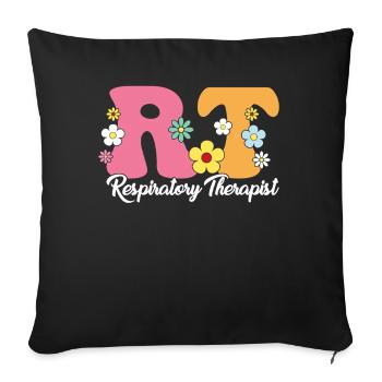 Respiratory Therapist Boho Flowers Funny - Sofa pillowcase 17,3'' x 17,3'' (45 x 45 cm) - black - Front