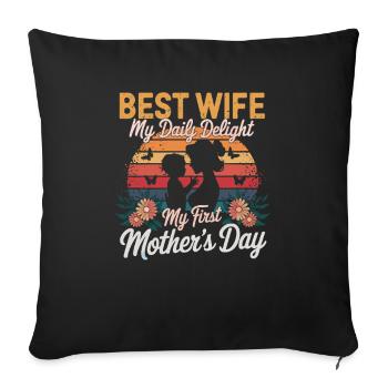 Célébrez la fête des mères pour votre femme - Housse de coussin décorative 45 x 45 cm - noir - Devant