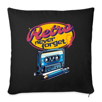 Retro Kassette und Stift Never Forget cool Fun - Sofakissenbezug 45 x 45 cm - Schwarz - Vorne