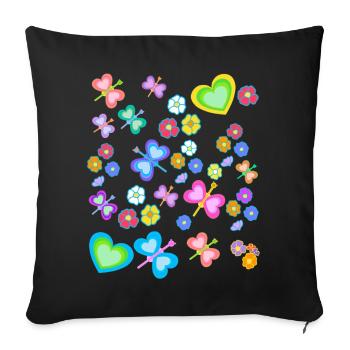 Spring Summer Kids Child Baby Butterflies - Sofa pillowcase 17,3'' x 17,3'' (45 x 45 cm) - black - Front