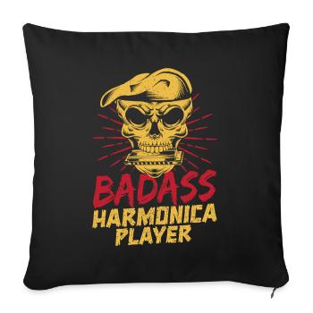 Funny Harmonica Player Badass Harmonica - Sofakissenbezug 45 x 45 cm - Schwarz - Vorne