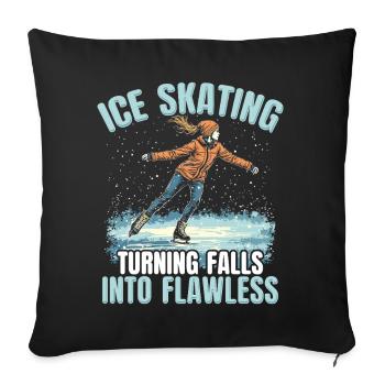 patineur patineur patin à glace patin à glace - Housse de coussin décorative 45 x 45 cm - noir - Devant