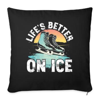 patineur patineur patin à glace patin à glace - Housse de coussin décorative 45 x 45 cm - noir - Devant