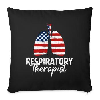 Inhalothérapeute USA Drapeau Santé pulmonaire Drôle - Housse de coussin décorative 45 x 45 cm - noir - Devant