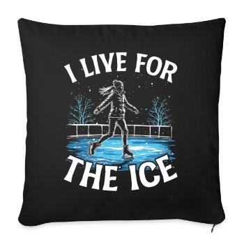 patineur patineur patin à glace patin à glace - Housse de coussin décorative 45 x 45 cm - noir - Devant