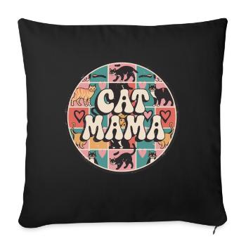 Cat Mama Passion pour les chats et les leurs - Housse de coussin décorative 45 x 45 cm - noir - Devant