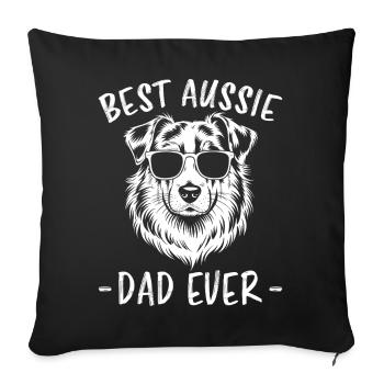 Berger australien papa drôle Aussie cadeau - Housse de coussin décorative 45 x 45 cm - noir - Devant