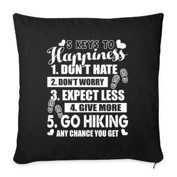 Hiking 5 Keys To Happiness Hiking - Sofa pillowcase 17,3'' x 17,3'' (45 x 45 cm) - black - Front