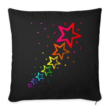 colorful stars rainbow colors - Sofa pillowcase 17,3'' x 17,3'' (45 x 45 cm) - black - Front