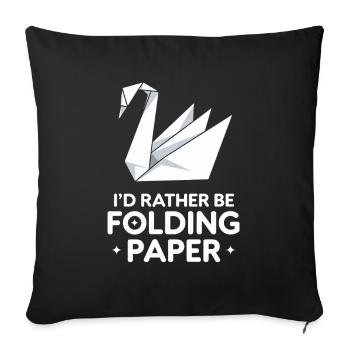 Origami Swans Craft Art Paper Folding Technique - Sofa pillowcase 17,3'' x 17,3'' (45 x 45 cm) - black - Front