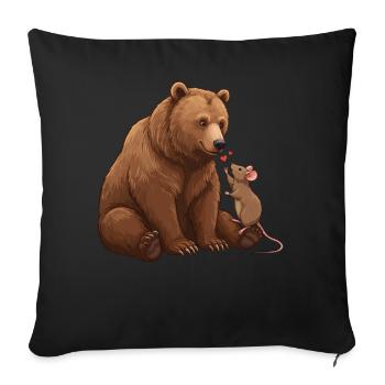 Bär und Maus Best Friend Best Buddy - Sofakissenbezug 45 x 45 cm - Schwarz - Vorne