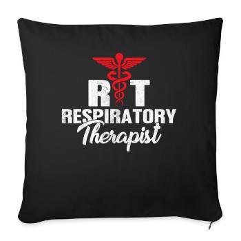 Lustig RT Atemtherapeut Pneumologe Lunge - Sofakissenbezug 45 x 45 cm - Schwarz - Vorne