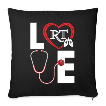 Love Funny Respiratory Therapy Pulmonologist Peds - Sofa pillowcase 17,3'' x 17,3'' (45 x 45 cm) - black - Front