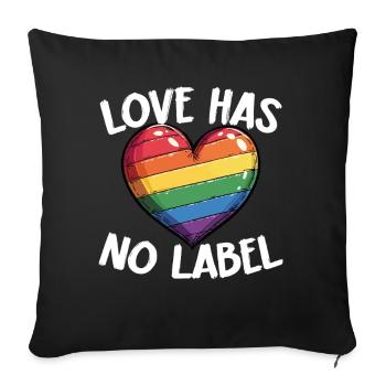 Love Has No Label Lgbtq Pride Heart - Sofa pillowcase 17,3'' x 17,3'' (45 x 45 cm) - black - Front
