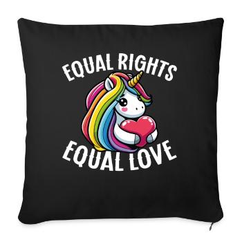 Equal Rights Equal Love Rainbow Unicorn - Sofa pillowcase 17,3'' x 17,3'' (45 x 45 cm) - black - Front