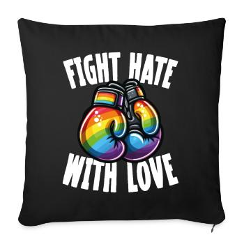 Fight Hate With Love Rainbow Boxing Gloves - Sofa pillowcase 17,3'' x 17,3'' (45 x 45 cm) - black - Front