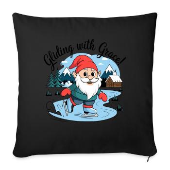 Gliding With Grace ISkating Dwarf Art - Sofakissenbezug 45 x 45 cm - Schwarz - Vorne