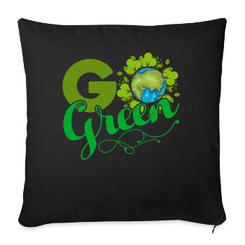 Earth Day Go Green Happy Earth - Sofa pillowcase 17,3'' x 17,3'' (45 x 45 cm) - black - Front