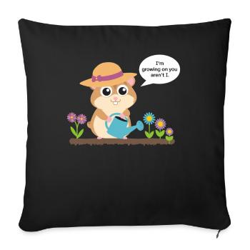 Wachsender Hamster Mit Gießkanne Im Garten - Sofakissenbezug 45 x 45 cm - Schwarz - Vorne
