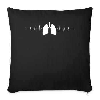 Poumon Cœur Drôle Battement de cœur Respiratoire Pulmonaire - Housse de coussin décorative 45 x 45 cm - noir - Devant