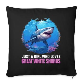 Grands requins blancs Grand requin blanc - Housse de coussin décorative 45 x 45 cm - noir - Devant