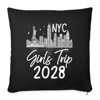 Voyage entre filles, New York 2028 (Garantie du prix le plus bas) - Housse de coussin décorative 45 x 45 cm - noir - Devant