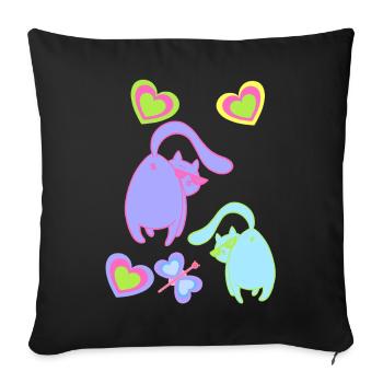 Retro Cats Cat 80s 90s Vintage Kitten Child - Sofa pillowcase 17,3'' x 17,3'' (45 x 45 cm) - black - Front