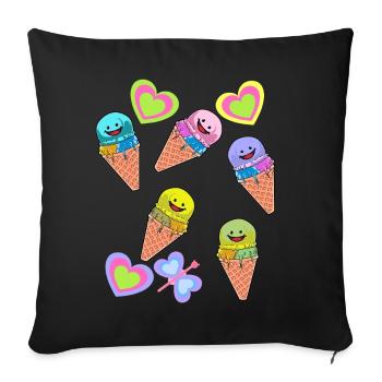 Retro Cream Cream Cream Cone Kids Child Baby - Sofa pillowcase 17,3'' x 17,3'' (45 x 45 cm) - black - Front