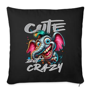 Cute but Crazy Elephant Comic Style - Sofa pillowcase 17,3'' x 17,3'' (45 x 45 cm) - black - Front