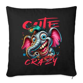 Cute but Crazy Elephant Comic Style - Sofa pillowcase 17,3'' x 17,3'' (45 x 45 cm) - black - Front