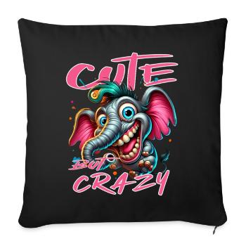 Cute but Crazy Elephant Comic Style - Sofa pillowcase 17,3'' x 17,3'' (45 x 45 cm) - black - Front