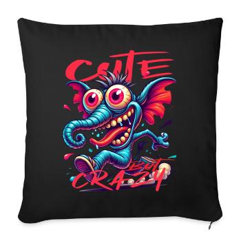 Cute but Crazy Elephant Comic Style - Sofa pillowcase 17,3'' x 17,3'' (45 x 45 cm) - black - Front