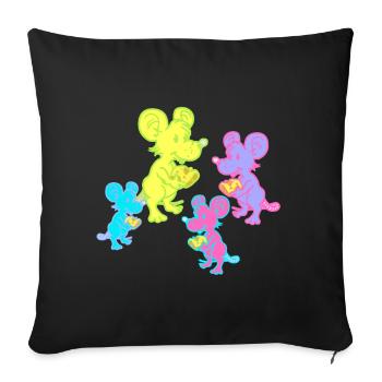 Retro Mice Mouse 80s 90s Vintage Kids Child - Sofa pillowcase 17,3'' x 17,3'' (45 x 45 cm) - black - Front
