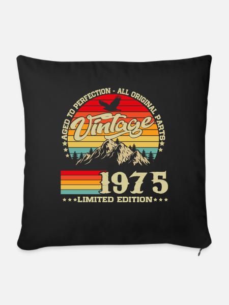 1975 Vintage Jahrgang Retro Geburtstag Geschenk - Sofakissenbezug 45 x 45 cm - Schwarz