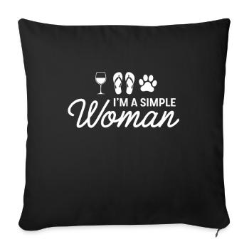 Je suis une femme simple : femme chien, femme chat - Housse de coussin décorative 45 x 45 cm - noir - Devant