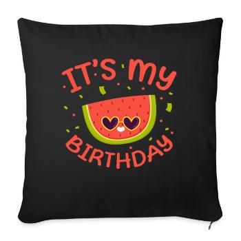 Melon pastèque Fruit d’été Cadeau végétalien - Housse de coussin décorative 45 x 45 cm - noir - Devant