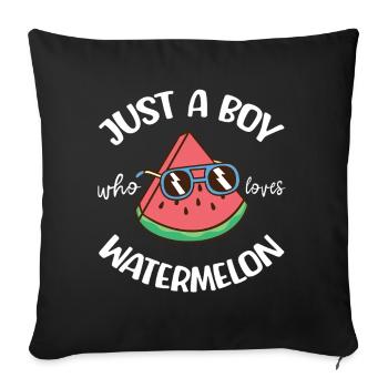 Melon pastèque Fruit d’été Cadeau végétalien - Housse de coussin décorative 45 x 45 cm - noir - Devant