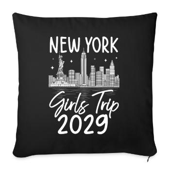 Voyage entre filles, New York 2029 - Housse de coussin décorative 45 x 45 cm - noir - Devant