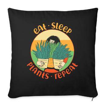 Plant Lover Gardening Eat Sleep - Sofa pillowcase 17,3'' x 17,3'' (45 x 45 cm) - black - Front