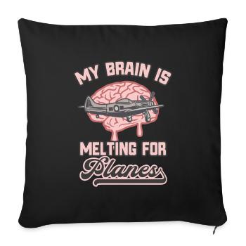 Airplane Lover Brain Funny Airplanes - Sofa pillowcase 17,3'' x 17,3'' (45 x 45 cm) - black - Front