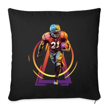 Joueur de football américain USA Amérique Sports Rétro - Housse de coussin décorative 45 x 45 cm - noir - Devant