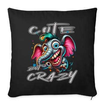 Cute but Crazy Elephant Comic Style - Sofa pillowcase 17,3'' x 17,3'' (45 x 45 cm) - black - Front