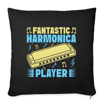 Funny Harmonica Player Fantastic Player Harmonica - Sofakissenbezug 45 x 45 cm - Schwarz - Vorne