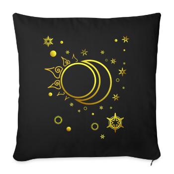 Sun, Moon and Stars Spiritual Astrology - Sofa pillowcase 17,3'' x 17,3'' (45 x 45 cm) - black - Front