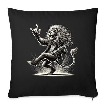 Rocking Lion – Sauvage et bruyant - Housse de coussin décorative 45 x 45 cm - noir - Devant